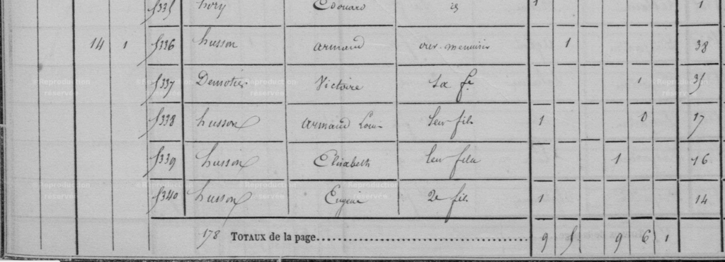 Généalogie30 : Extrait 1 du recensement 1856