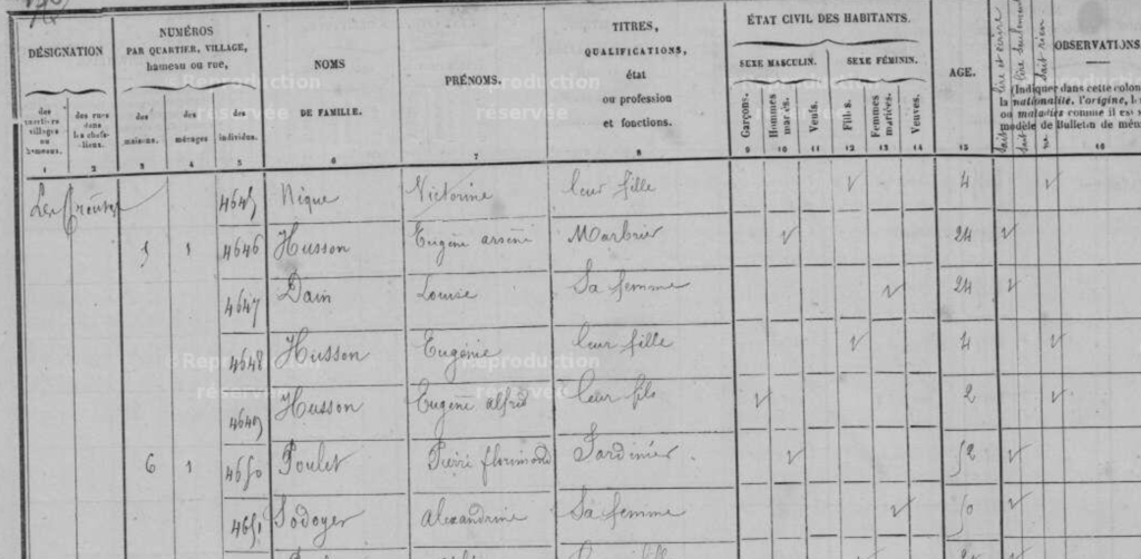 Généalogie30 : Extrait du recensement 1866