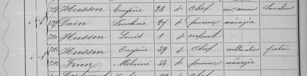 Généalogie30 : Extrait du recensement 1901