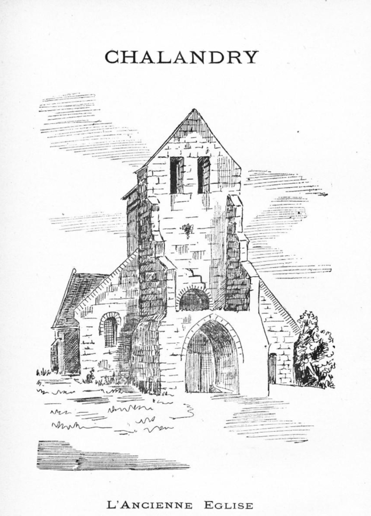 Reproduction dessin église ancienne de Chalandry